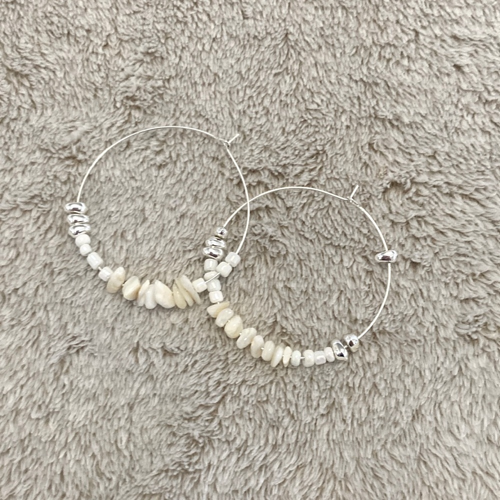 Large beaded hoop earrings